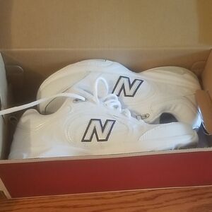 New Balance White Sneakers with Black Accents